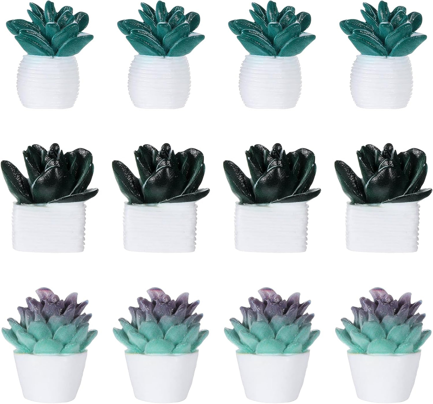 12 mini imanes de nevera para suculentas y casillero 3D decorativo