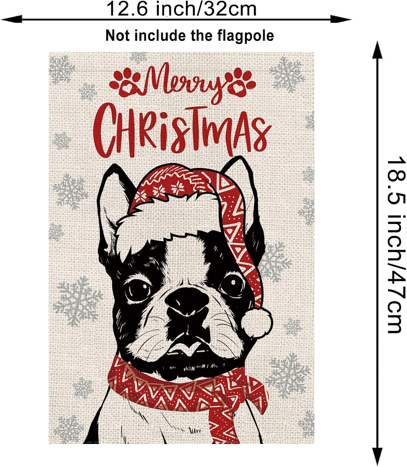 Bandera jardín navidad boston terrier doble cara 12.5x18pulg