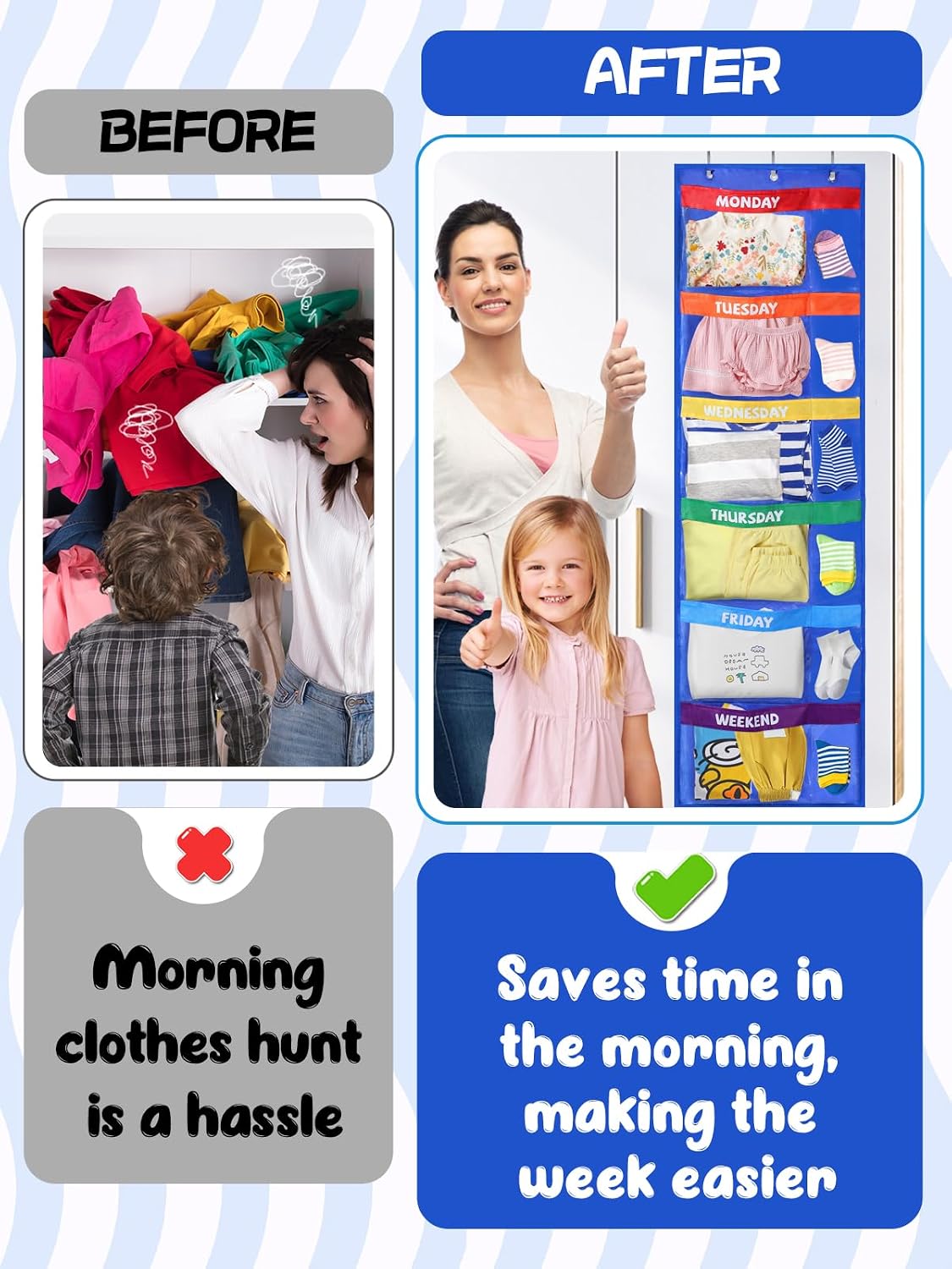 Organiz. ropa niños 2 Pzas azul 59x17.7"
