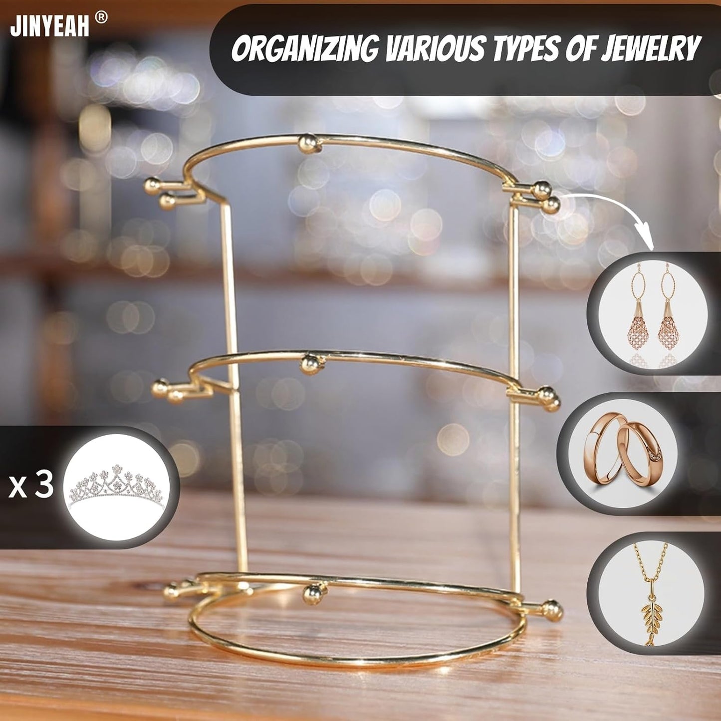 Soporte corona metal galvanizado 3 niveles para boda y hogar