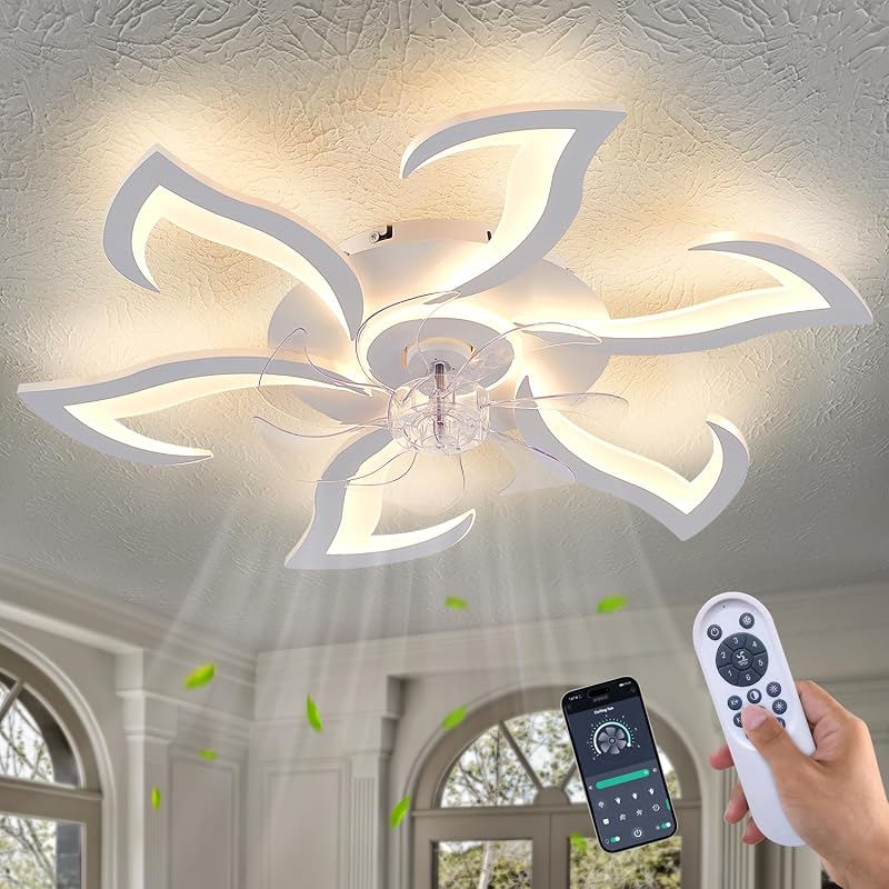 Ventilador techo candelabro luz 32" blanco