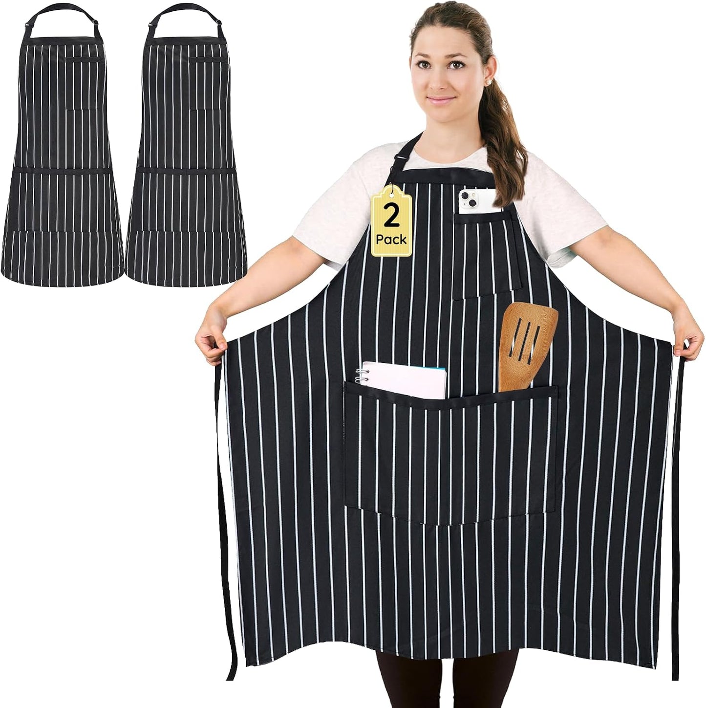 Delantal Chef Grande con 3 Bolsillos 2 Pzas