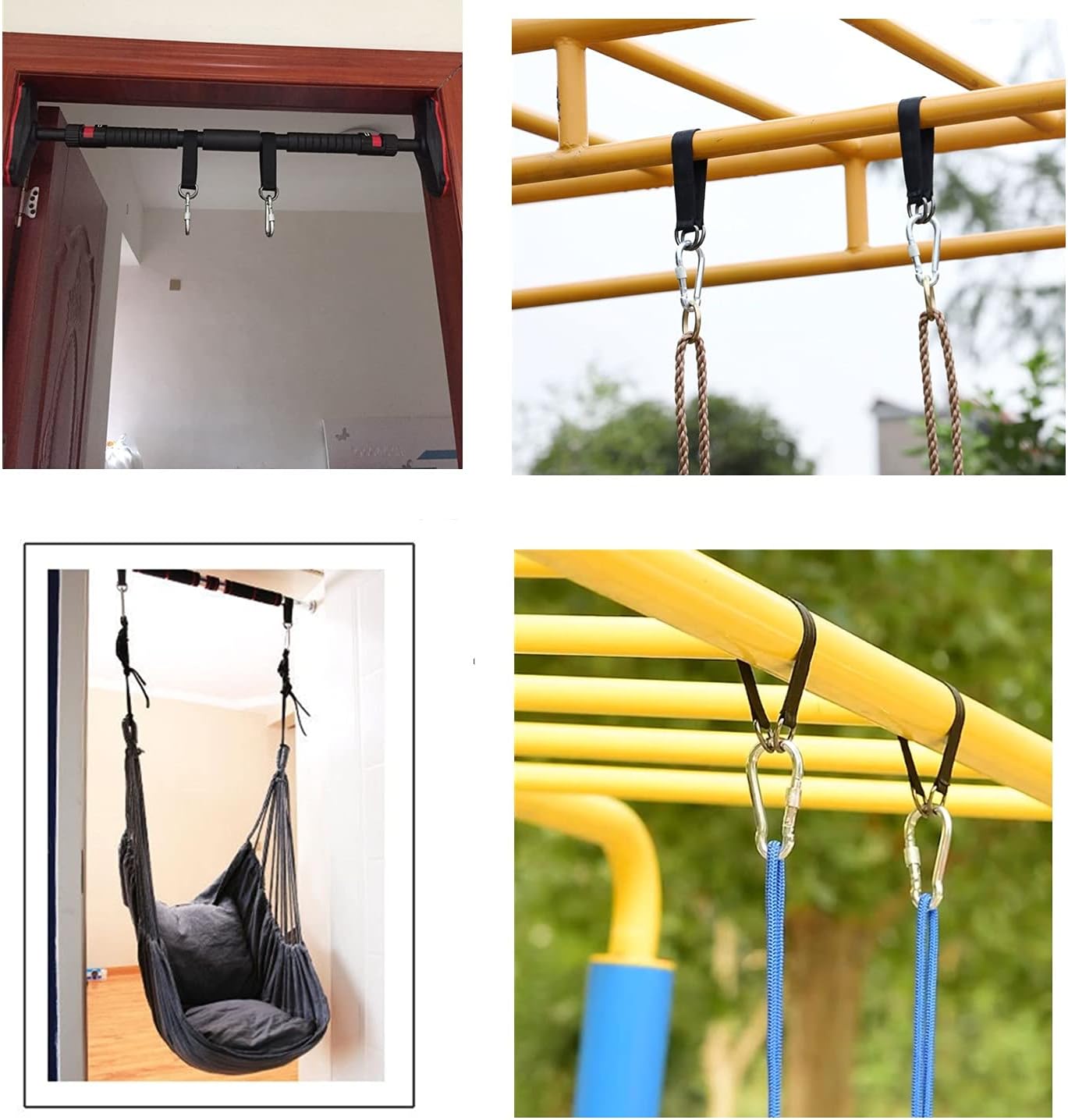 Set 2 correas hamaca 9.84" con ganchos mosquetón seguridad