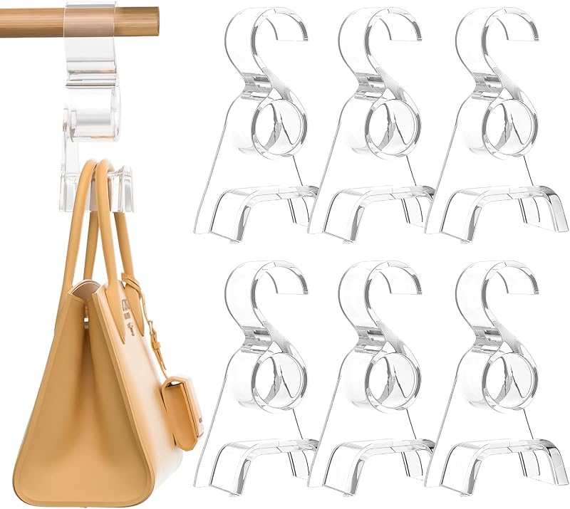 Colgador bolso 6 pzas ganchos acrílico transparente