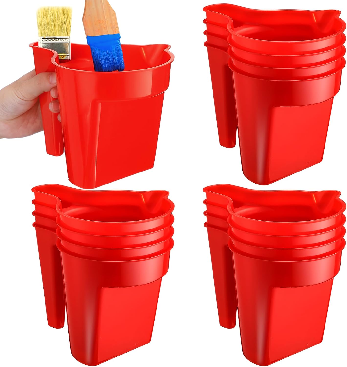 12 Vasos Pintura 17oz Recipiente Mezcla Rojo