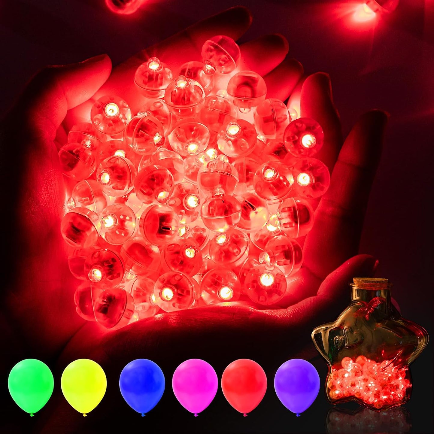 50 Lámparas LED Mini Rojas para Globos y Huevos de Pascua