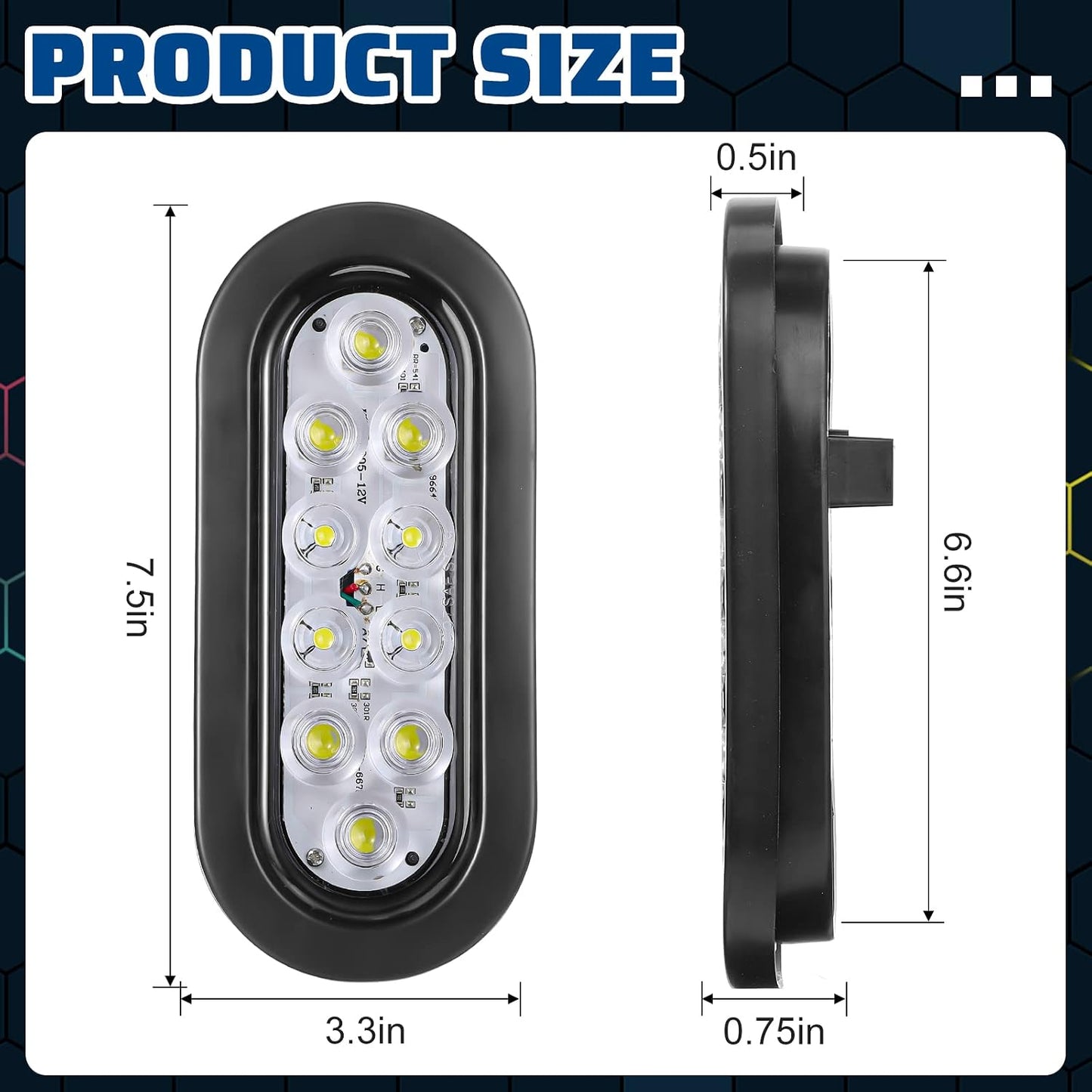 12 Luces LED Ovaladas para Remolque IP67 Barco Camión Blanco