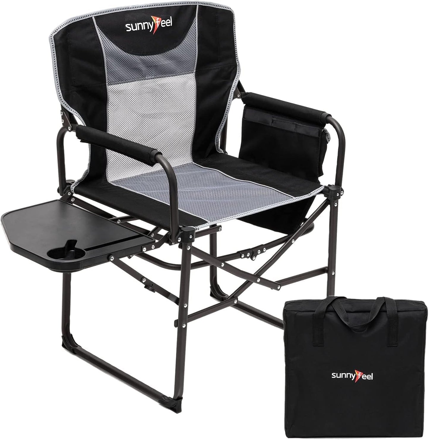 Silla director camping gran tamaño plegable con mesa lateral