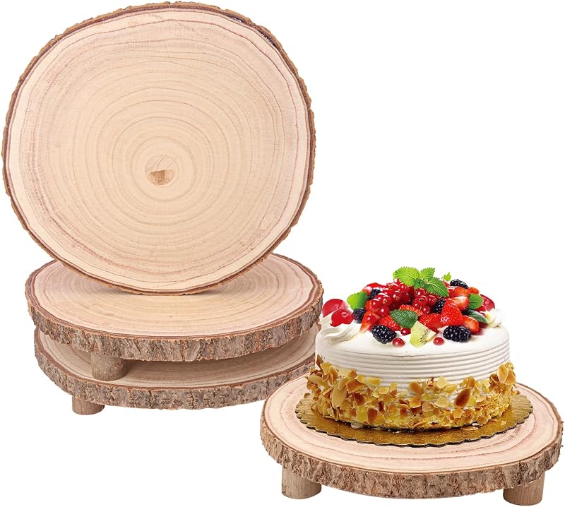 4 Pzas Rebanadas Madera Rústica 11-13pulg Soporte Mesa Bodas