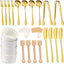 Accesorios tabla embutidos cuchillos dorado