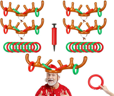 Juego inflable lanzamiento anillos astas reno navidad