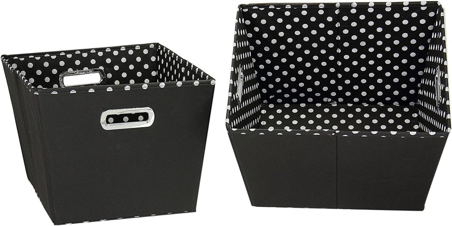 Set 2 cestas cónicas decorativas mini-puntos negros