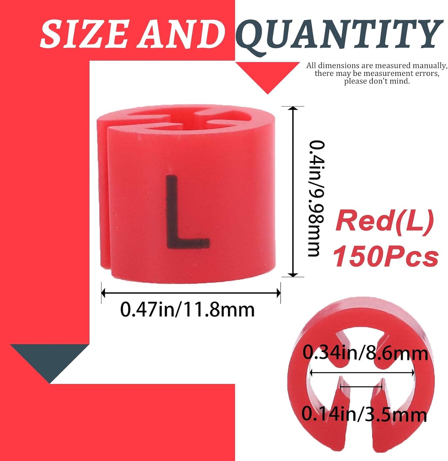 150 Pzas Percha Plástico Ropa Roja Tamaño L