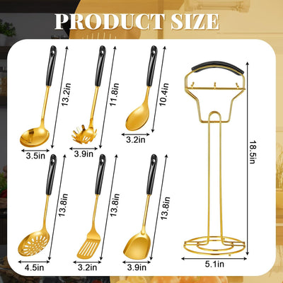 Set 7 utensilios cocina acero inox colgar