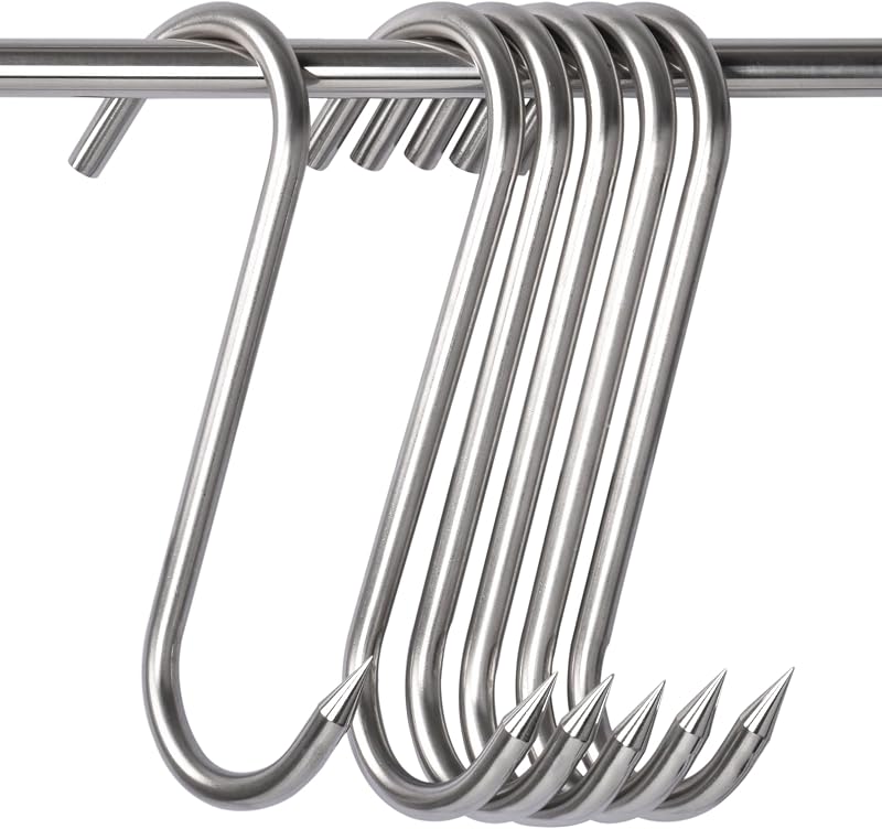 6 Pzas Ganchos S Acero Inox 10" Carne