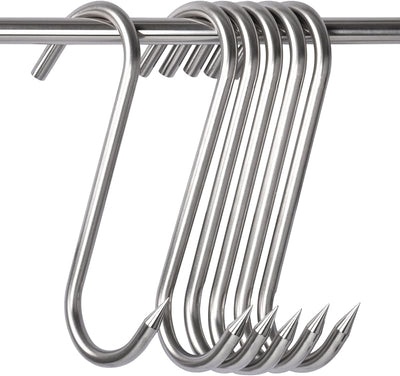 6 Pzas Ganchos S Acero Inox 10" Carne