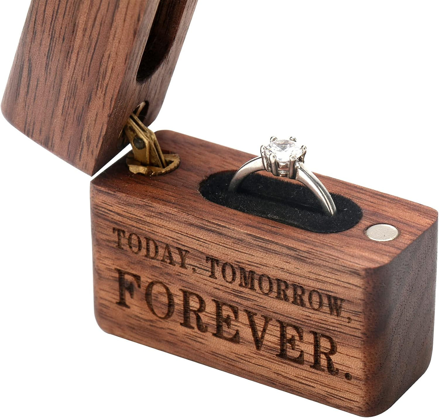 Estuche madera caja anillos compromiso ceremonia boda