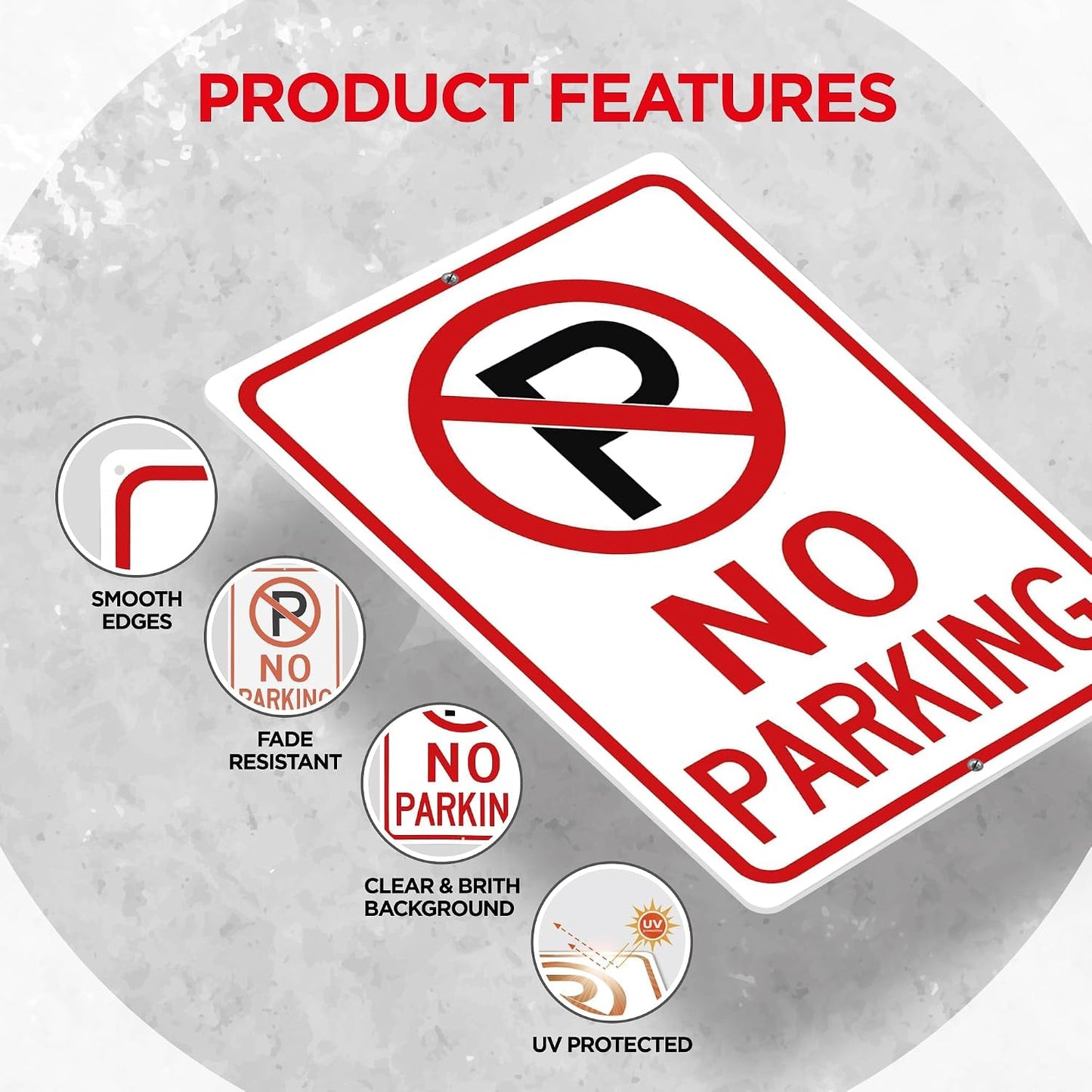 Señales no estacionar aluminio 10x14pulg pack 6 proteccion UV
