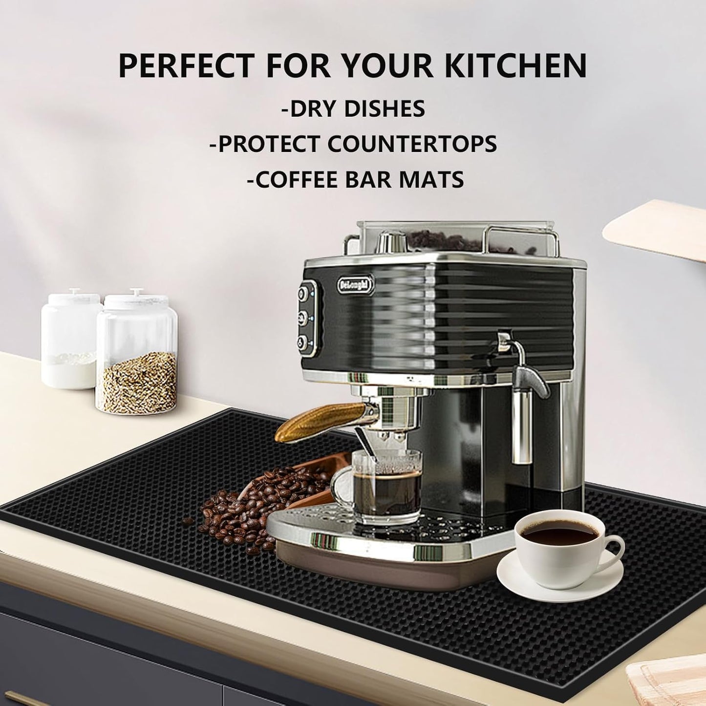 4 Tapetes Bar Secado Platos 31.5x12pulg Goma Gruesa