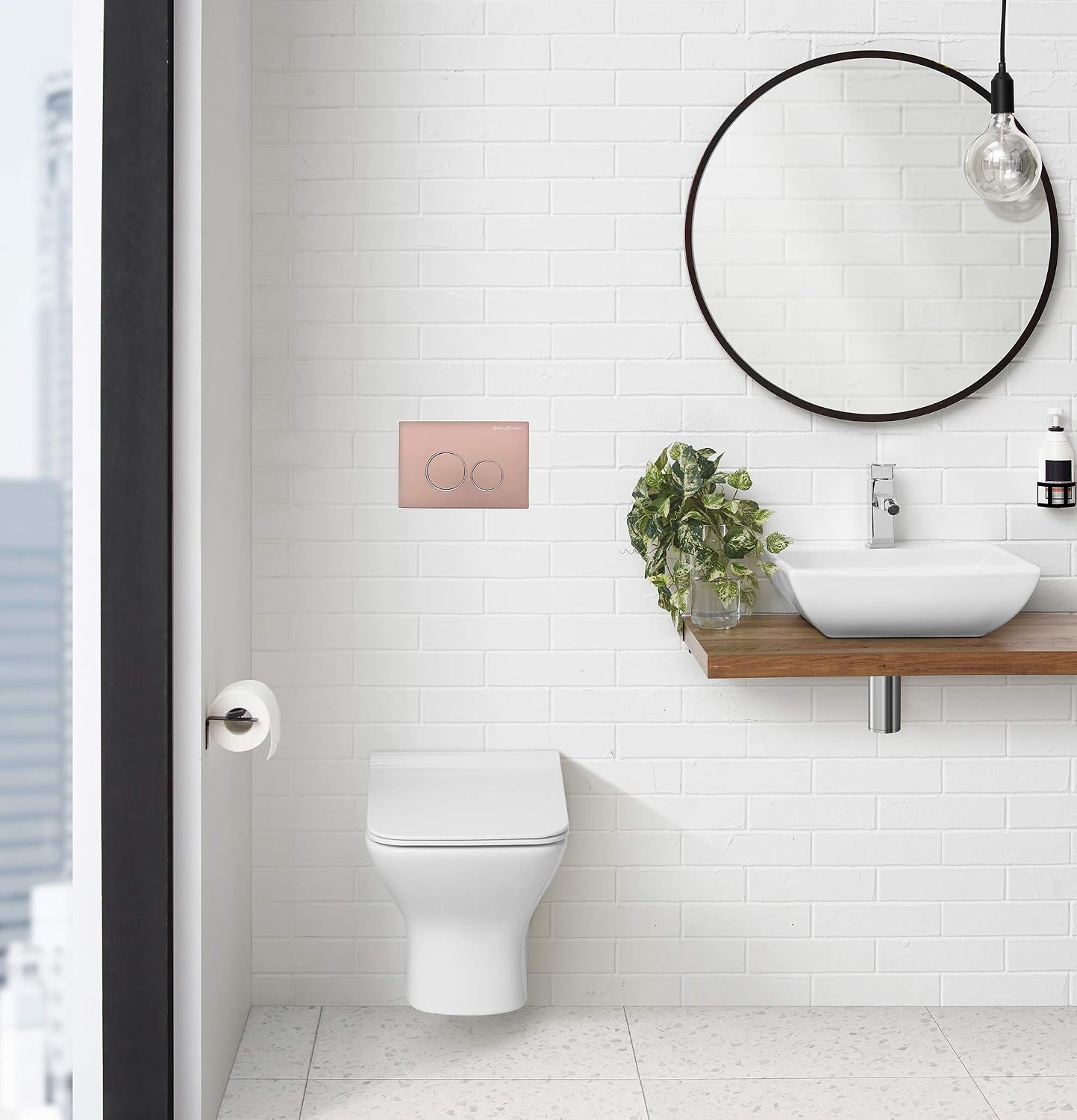 Placa actuador doble empotrada pared oro rosa