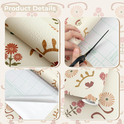 Papel tapiz floral bohemio 17x394pulg autoadhesivo para dormitorio