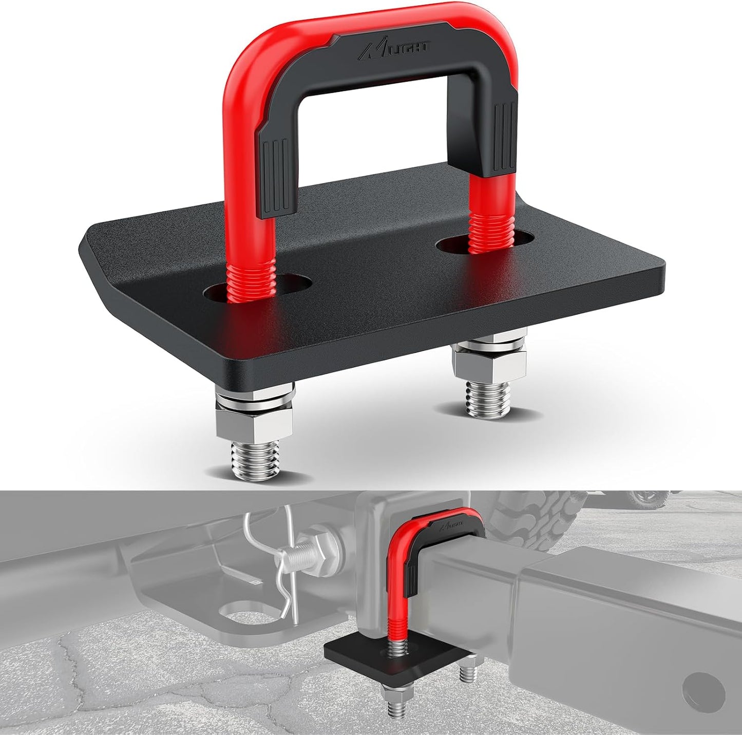Tensor enganche remolque 2pulg acero goma perno U rojo