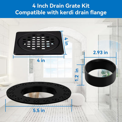 Kit rejilla drenaje 4pulg comp Schluter Kerdi-Drain Negro Mate