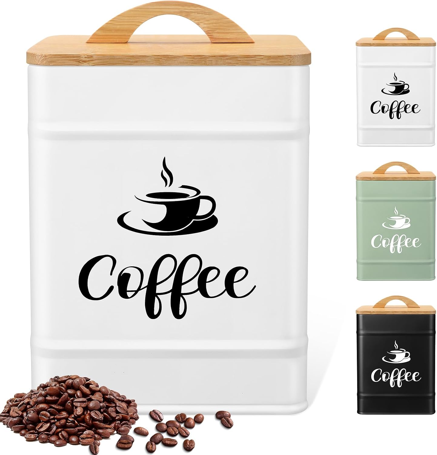 Contenedor café 40oz hierro tapa bambú almacenamiento té