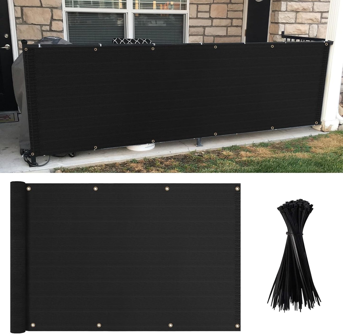 Cubierta valla privacidad 3x10ft UV resistente negro