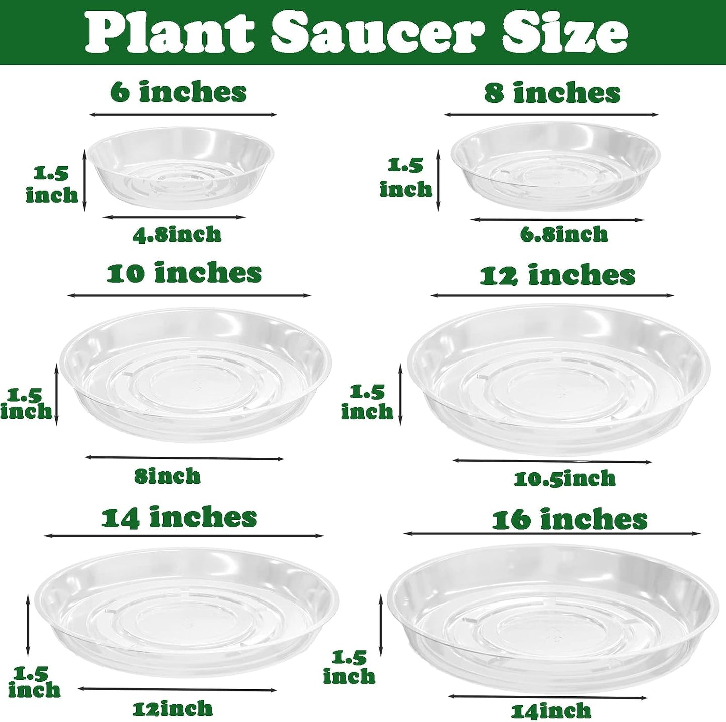 9 Pack Bandejas Plástico 12pulg Transparentes para Plantas
