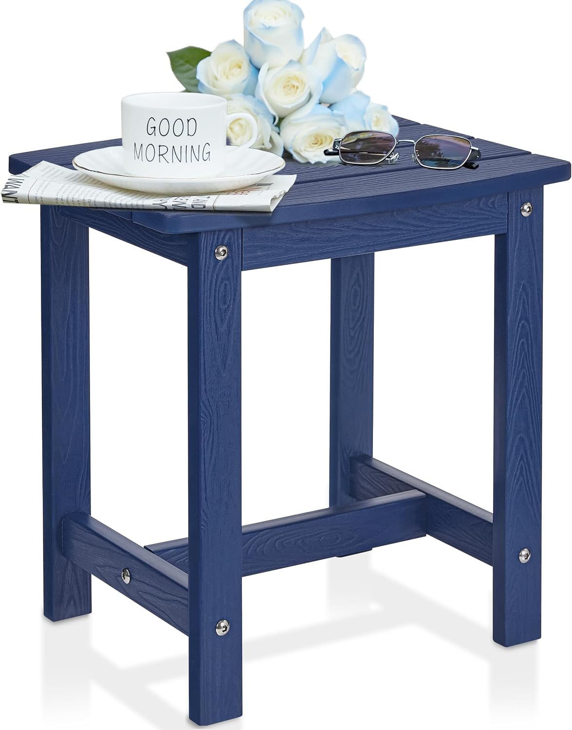 Mesa auxiliar Adirondack impermeable cuadrada azul marino
