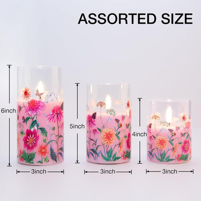 Velas pilar LED parpadeantes rosa control remoto juego 3