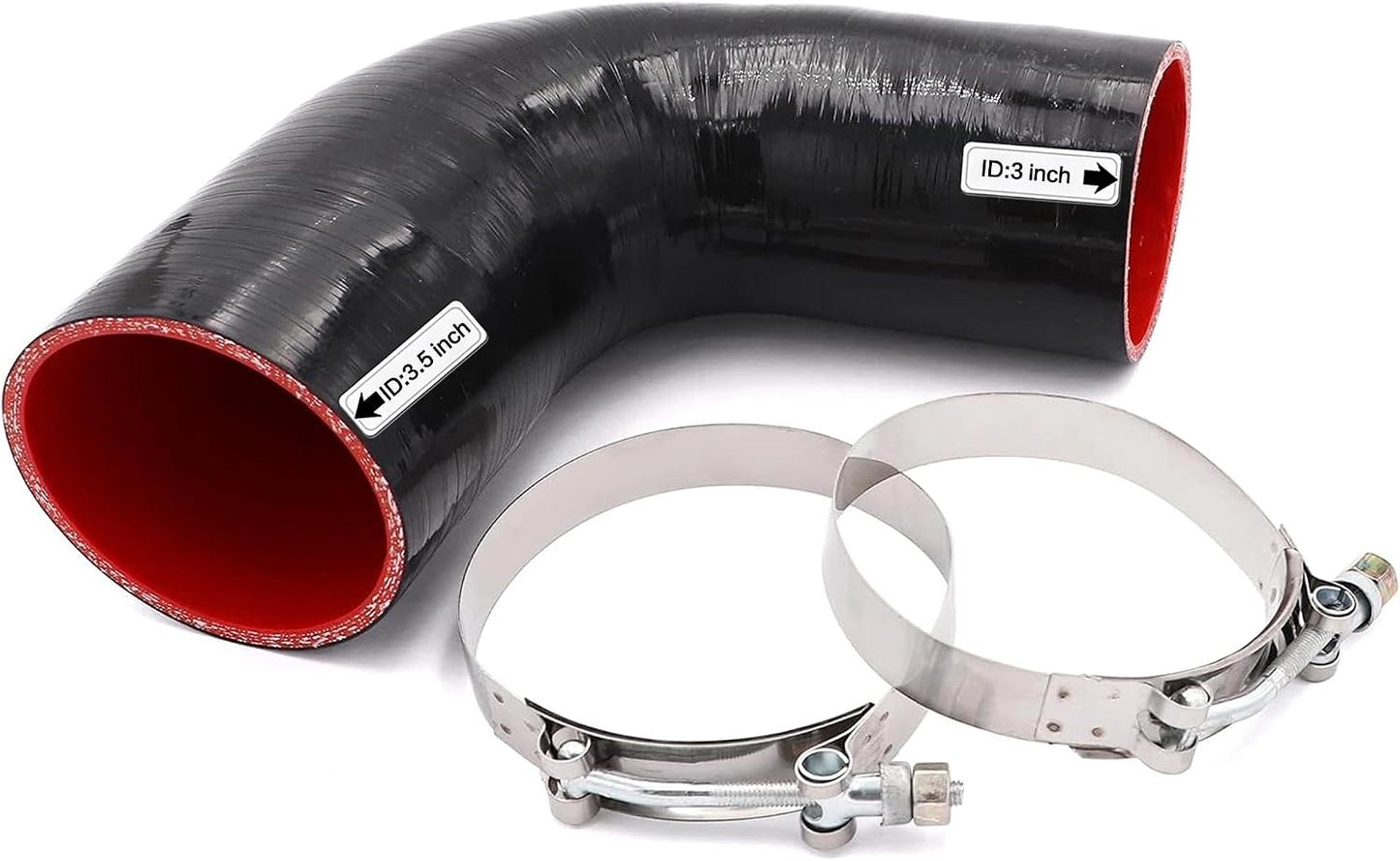 Acoplador reductor codo 90 grados manguera silicona 3-3.5"