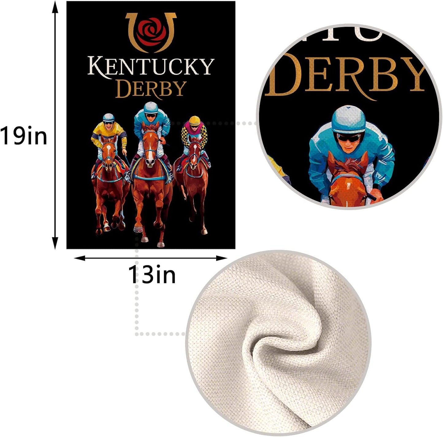 Bandera jardín Kentucky Run for The Roses doble cara negro