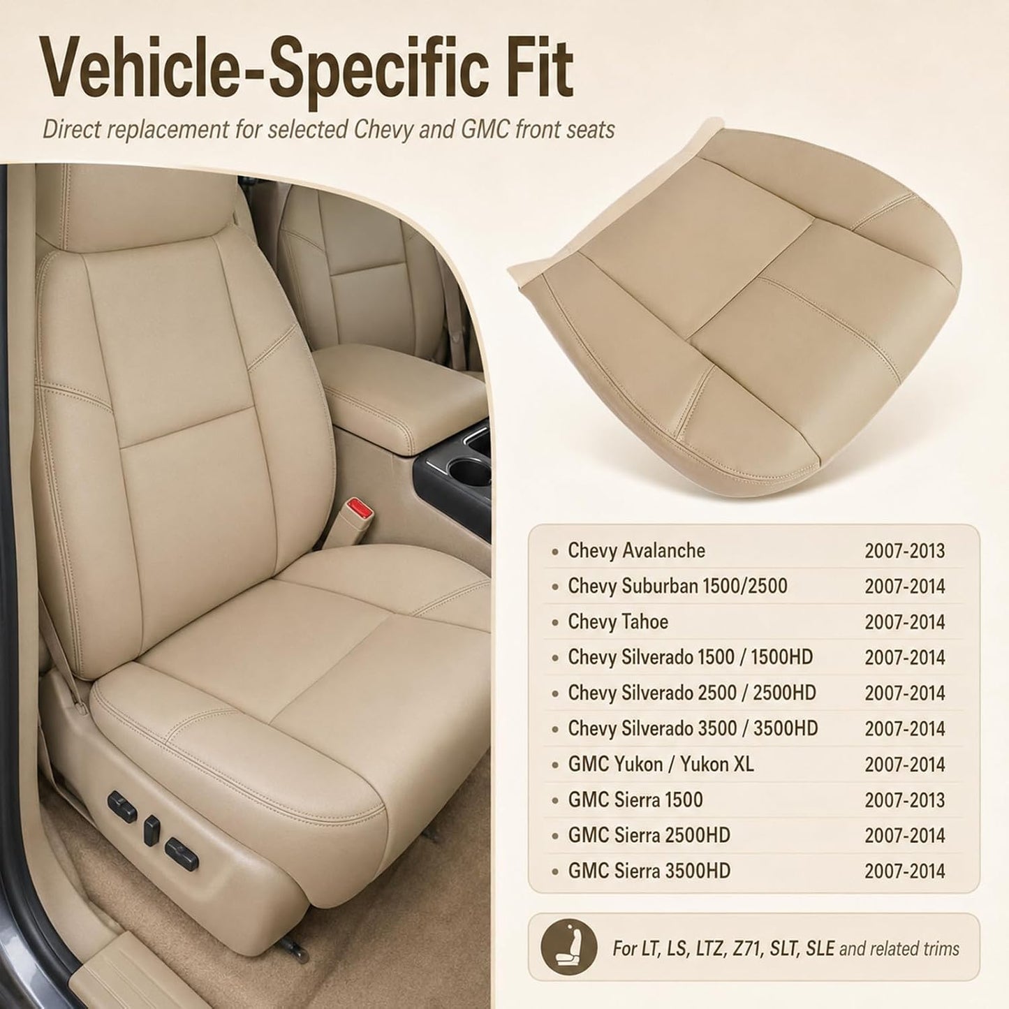 2 Fundas Asiento Cuero Microfibra Marrón Chevy 07-14