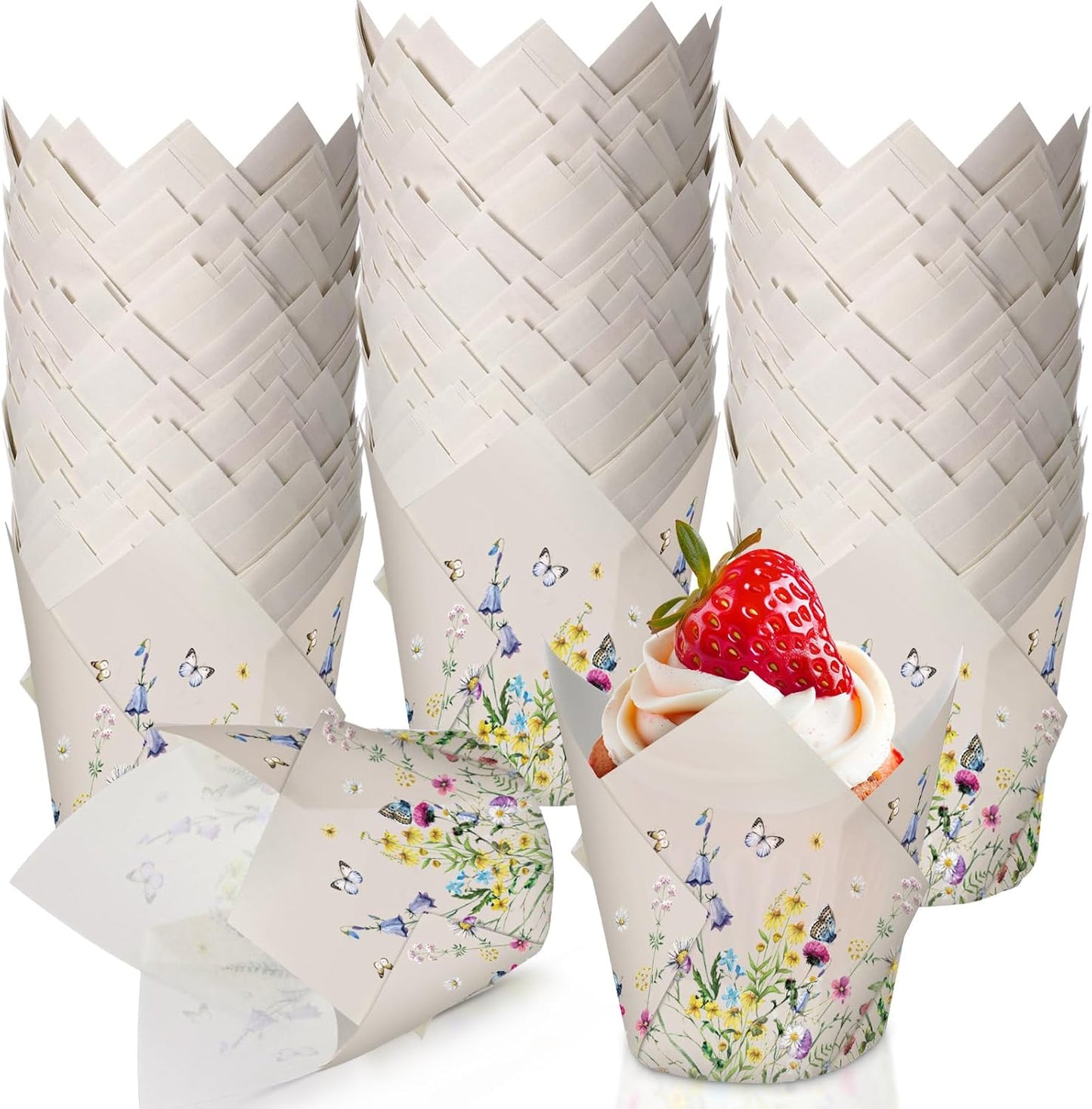 300 Forros Cupcakes Tulipanes Flores Silvestres Hornear