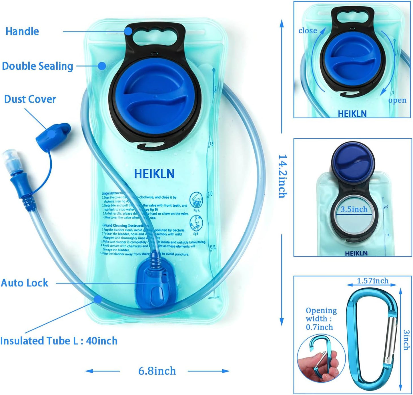 Bolsa hidratación 1.5-3l sin BPA a prueba de fugas ciclismo