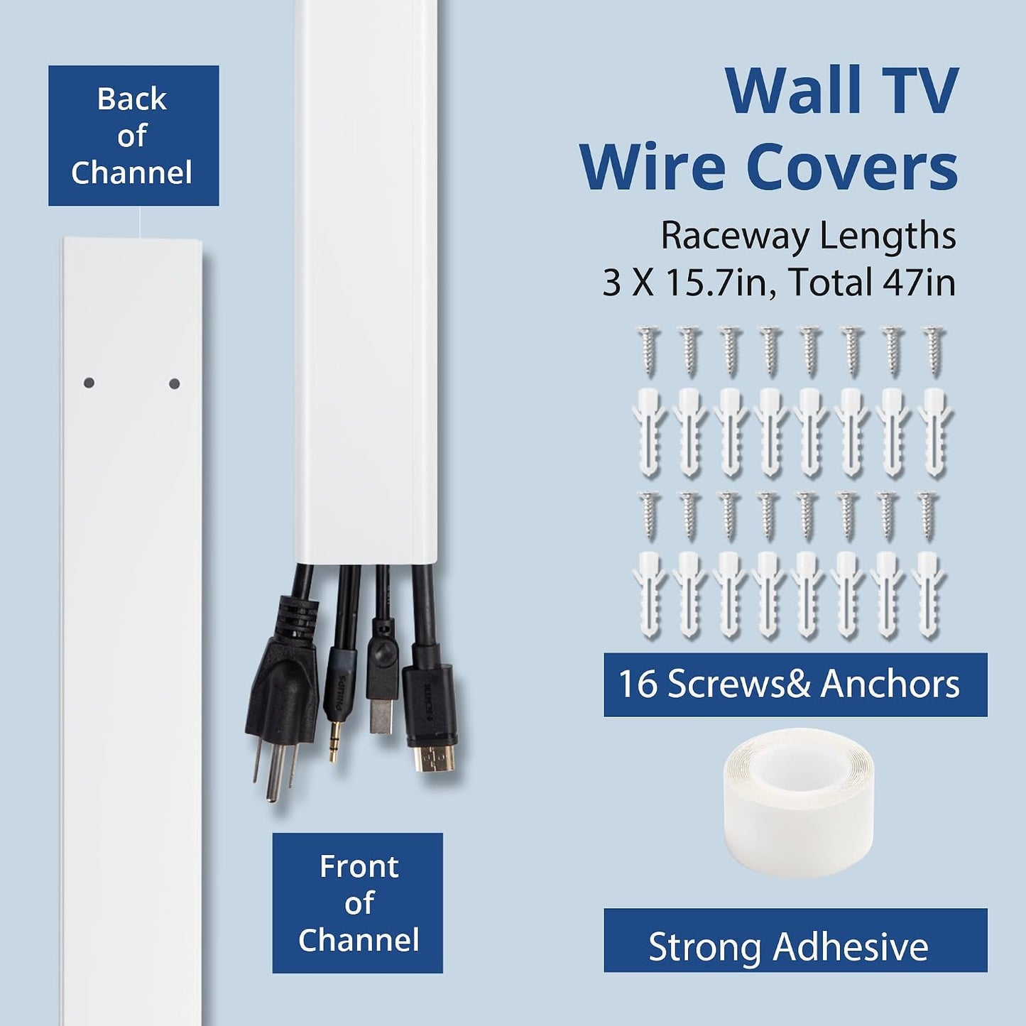 Ocultador cables TV 47pulg pared grande pintable