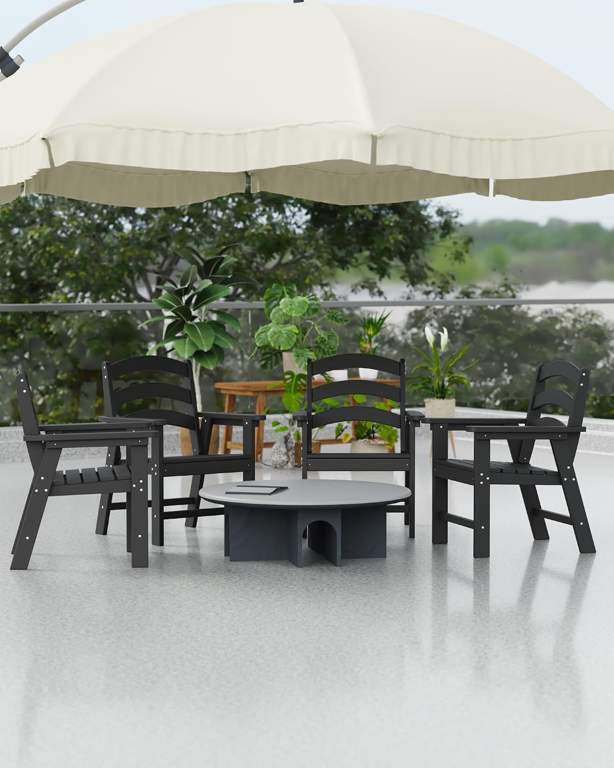 Silla comedor patio polietileno HD 385lb color negro