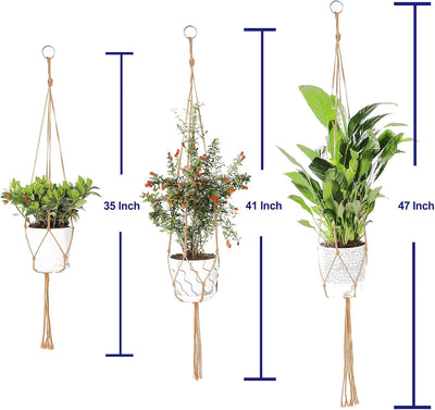 3 Colgadores Macramé para Plantas 35-47pulg Cesta Bohemia