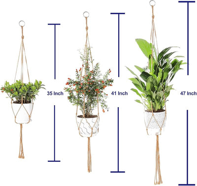 3 Colgadores Macramé para Plantas 35-47pulg Cesta Bohemia