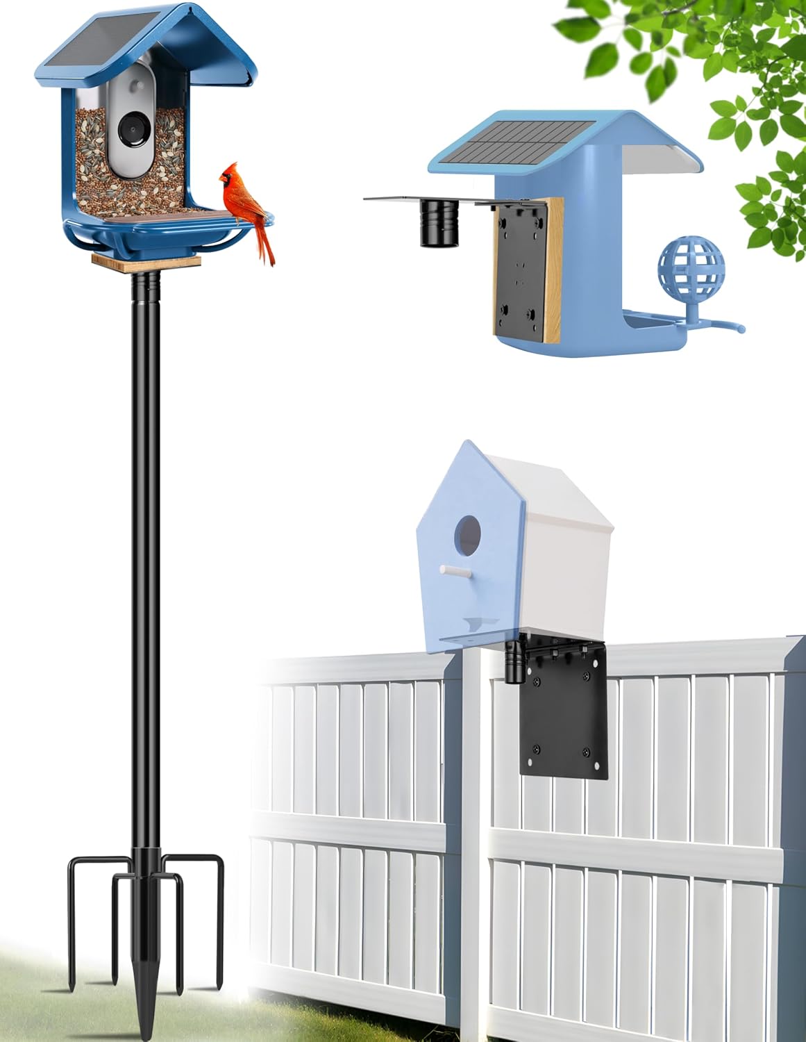 Poste para casa de pájaros metal 109pulg base 5 puntas