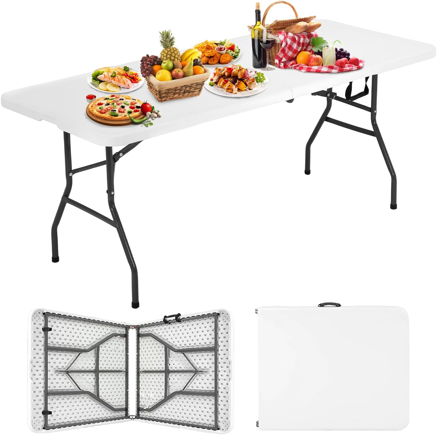 Mesa plegable plástico resistente 6ft interiores exteriores