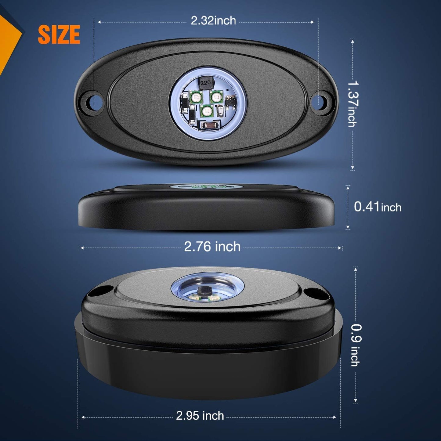 4 Luz LED Rock para coche nocturna