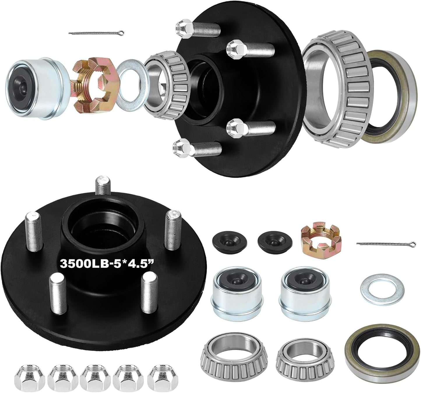 Set 2 cubos remolque 3500lb eje cónico 5 lengüetas