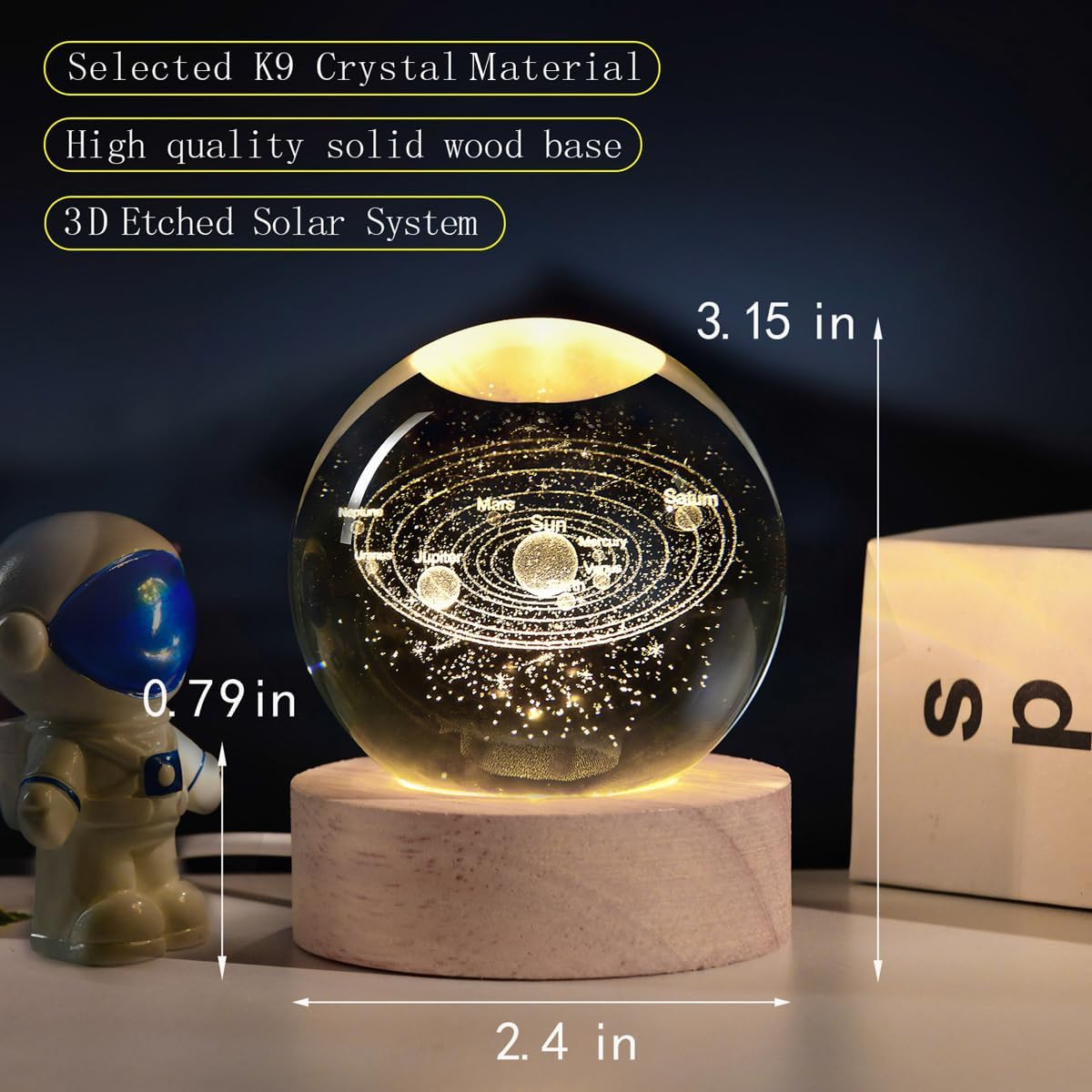 Bola cristal LED esfera vidrio decoración noche
