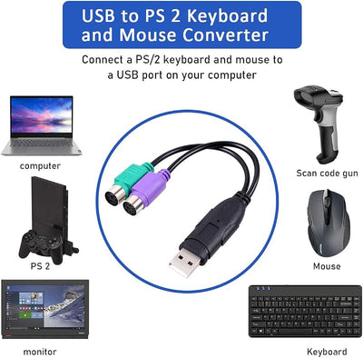 Convertidor PS/2 a USB para teclado y mouse