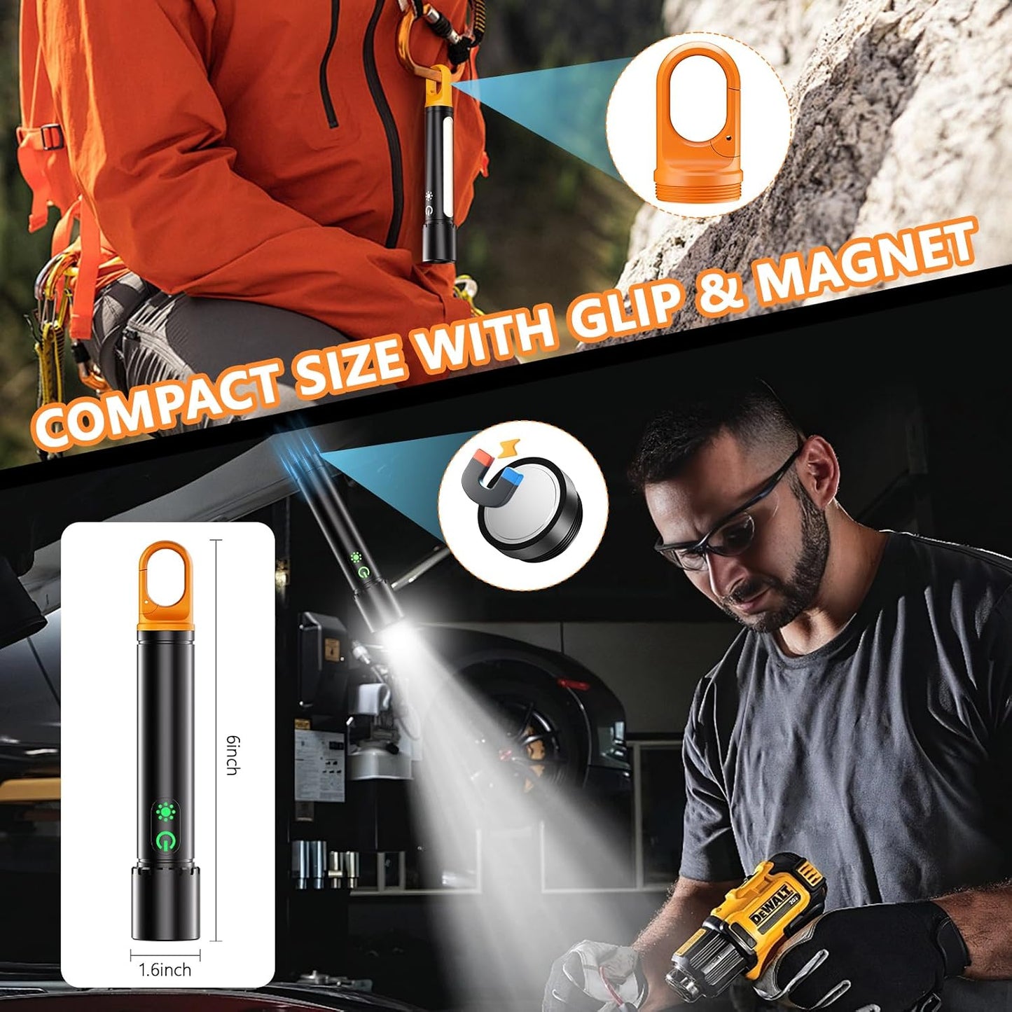 Linterna LED recargable 2000 lúmenes 9 modos impermeable