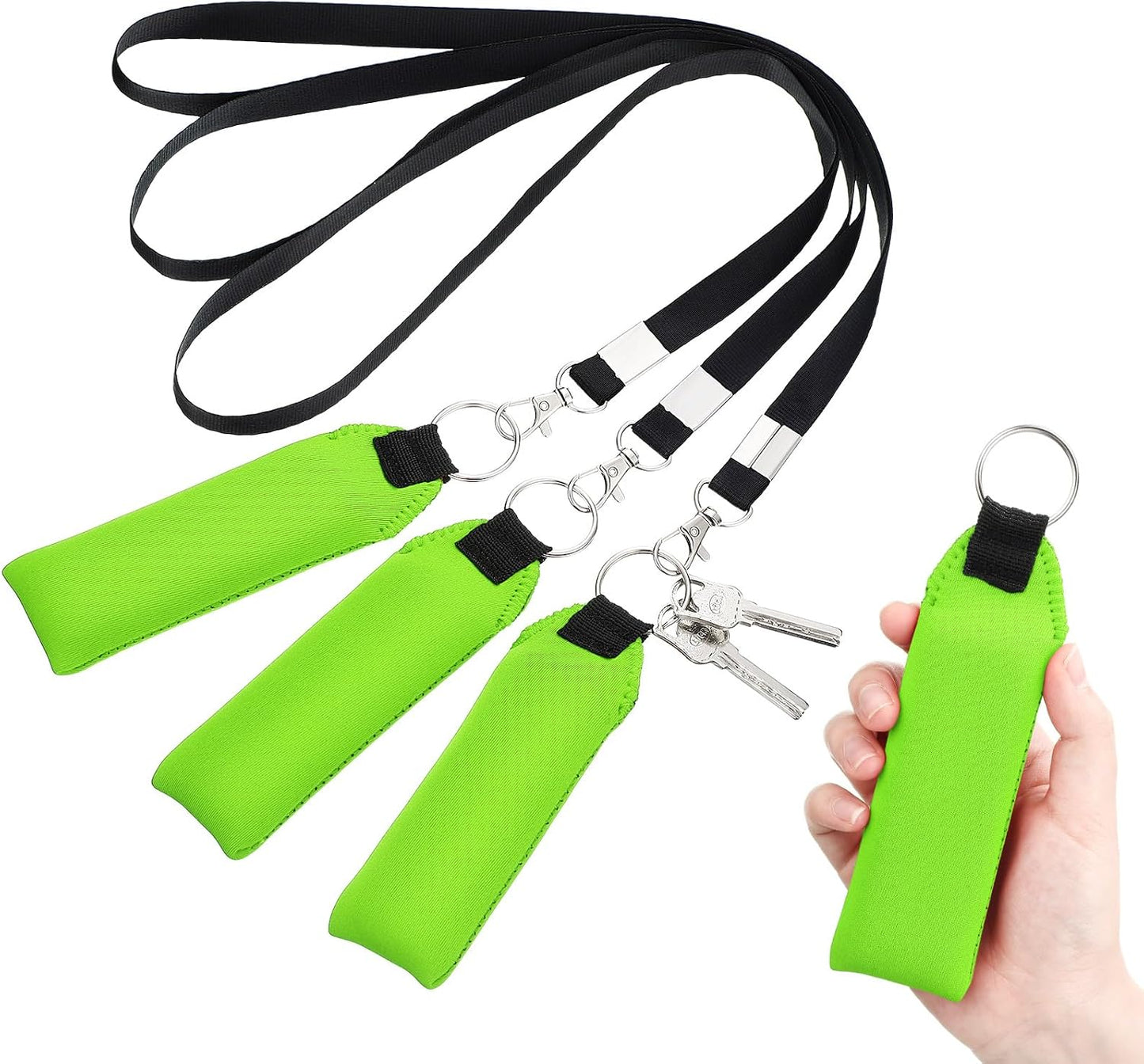3 Llaveros Flotantes Neopreno con Cordón Espuma Brillante