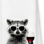 Toallas de cocina con raccoon bebiendo vino para mujer y amantes del vino decorativas